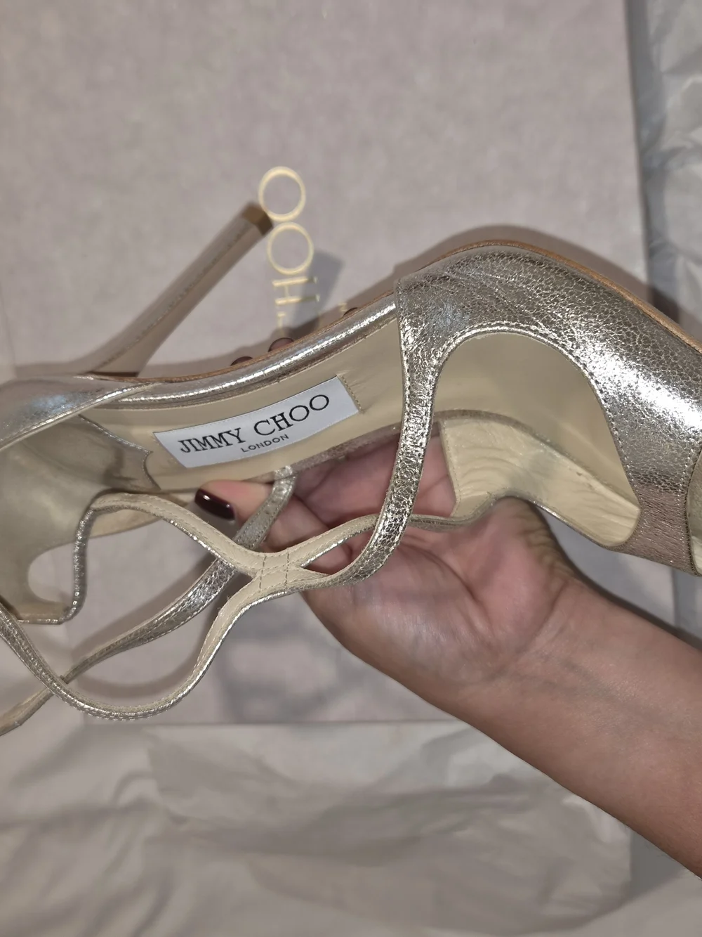 Jimmy Choo Silver Metallic Strappy High-Heel Sandals